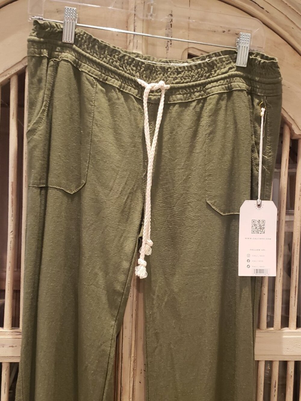 Cali 1850 Los Angeles Rayon Linen Blend Wide Legt Casual Pant Size Small